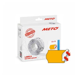 METO Neon Oransje Prisetiketter - Permanent klebemiddel - Assorterte formater (ruller på 5 eller 10), SAV-36