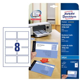 Avery C32015-10 Premium visittkort 85 x 54 mm hvit