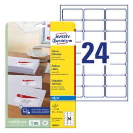 Avery Adresselapper – Rask og enkel merking ( J8159-25, Hvit, 1 Lommebok, 63.5 x 33.9 mm )