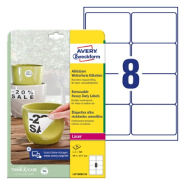 Avery Værbestandige Etiketter – Sterk Adhesjon ( L4715REV-20, Hvit, 1 Lommebok, 99,1 x 67,7 mm )