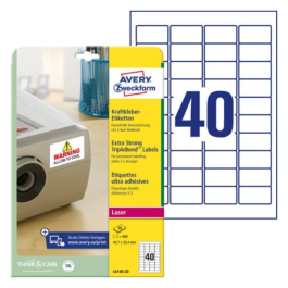 Avery TripleBond™ Etiketter – Ekstra Sterk Hold ( L6140-20, Hvit, 1 Lommebok, 45,7 x 25,4 mm )
