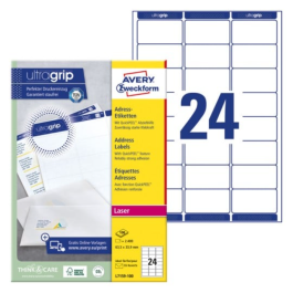 Avery Adresselapper – Rask og enkel merking ( L7159-100, Hvit, 1 Boks, 63.5 x 33.9 mm )