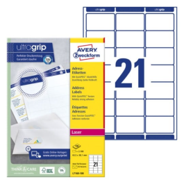 Avery Adresselapper – Rask og enkel merking ( L7160-100, Hvit, 1 Boks, 63.5 x 38.1 mm )