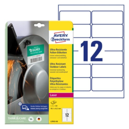 Avery L7913-10 Ultra Resistant Outdoor-etiketter 63,5 x 29,6 mm hvit