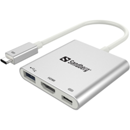Sandberg USB-C Mini Dock – Ekstra Skjermtilkobling (SDG136-00, 1 Eske)