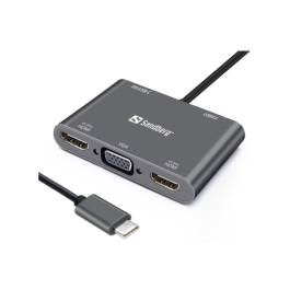 Sandberg USB-C Dock – Flerskjermstilkobling, USB-A (SDG136-35, 1 Eske)
