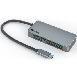 Sandberg USB-C Multi Card Reader Pro – Les og skriv på flere minnekort (SDG136-38, 1 Eske)