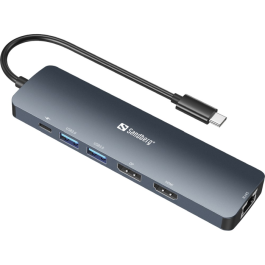 Sandberg USB-C 8K Display Dock – Flerskjermstøtte, USB-A-porter (SDG136-43, 1 Eske)