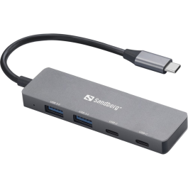 Sandberg USB-C Hub – Utvid USB-porter, Enkel bruk (SDG136-50, 1 Eske)