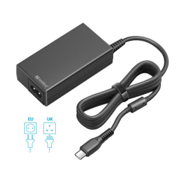 Sandberg USB-C AC-lader PD65W EU+UK, 1 Stykk, SEN-135-76