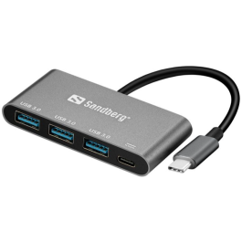 Sandberg USB-C til 3xUSB 3.0 Hub + PD, 1 Stykk, SEN-136-03