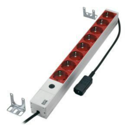 MicroConnect 8-veis stikkontaktlist, 19" 1U C14 til 8 x europeisk kabel, 2m, 1 Stykk, SEN-CABINETACC3