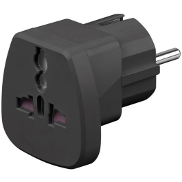 MicroConnect Universal adapter svart fungerer i Storbritannia, USA, Danmark, Sveits, Italia, 1 Stykk, SEN-PETRAVEL-B.