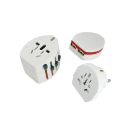 MicroConnect World Adapter Dual USB, 2- og 3-polet, 1 Stykk, SEN-PETRAVEL12