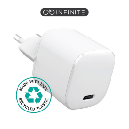 eSTUFF INFINITE USB-C-lader EU PD 20W - Hvit - 100% resirkulert plast, 1 Stykk, SEN-W127225410