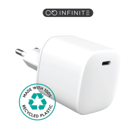 eSTUFF INFINITE USB-C-lader EU PD 45W GaN. - Hvit - 100% resirkulert plast, 1 Stykk, SEN-W128189069
