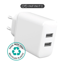 eSTUFF INFINITE USB-A Lader EU 24W - Hvit - 100% Resirkulert Plast, 1 Stykk, SEN-W128189072