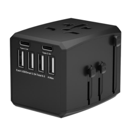MicroConnect Verdensadapter, 4 USB A og 2 USB C porter, 1 Stykk, SEN-W128327830