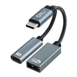 MicroConnect USB-C til USB-C og USB-A 2.0 hunnadapter, sølv 13cm, 1 Stykk, SEN-W128456432