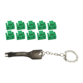 MicroConnect RJ45 portblokker med nøkkelverktøy grønn, 10 Stykk., 1 Stykk, SEN-W128832960
