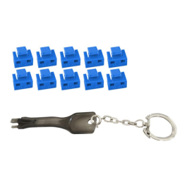 MicroConnect RJ45 portblokker med nøkkelverktøy blå, 10 Stykk., 1 Stykk, SEN-W128832972