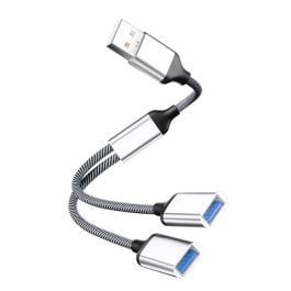 MicroConnect USB-A til 2x USB-A hunn, sølv overføringshastighet 480 Mbps, 5V 2A, sølvfarge, 1 Stykk, SEN-W128998608