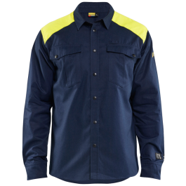 Blåkläder Skjorte – Flammebeskyttelse, Komfort (Marine/Gul, Størrelser XS-6XL), 1 Stykk, SSK-B676