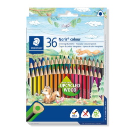 STAEDTLER Noris oppsirkulerte tre trekantede fargeblyanter (assorterte pakningsstørrelser), SDC-474