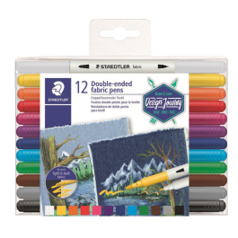 Staedtler Tekstilpenner – Dobbelt-endet, 12 Farger (STA3190TB12, 1 Eske)