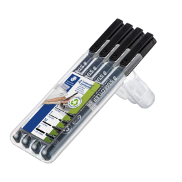 Staedtler Merkepenn Lumocolor – Hurtigtørkende, permanent (STA319WP4GS, 1 Eske)