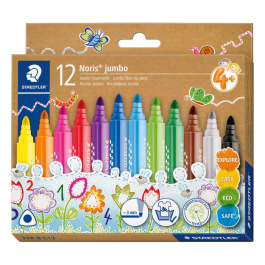 Staedtler Fiberpenn Noris Jumbo – Ergonomisk, Vaskbar (STA328BC12, 1 Eske)
