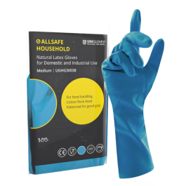 Unigloves Allsafe Husstands Kottongjorte, mellomvekt latex gjenbrukbare husstands hansker, 144 Par, SUG-UGHG300XB-XY