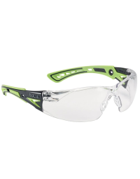 Bolle Safety Rush+ Clear Lens Industribriller, svart/grønn, SBS-RUSHPPSIG
