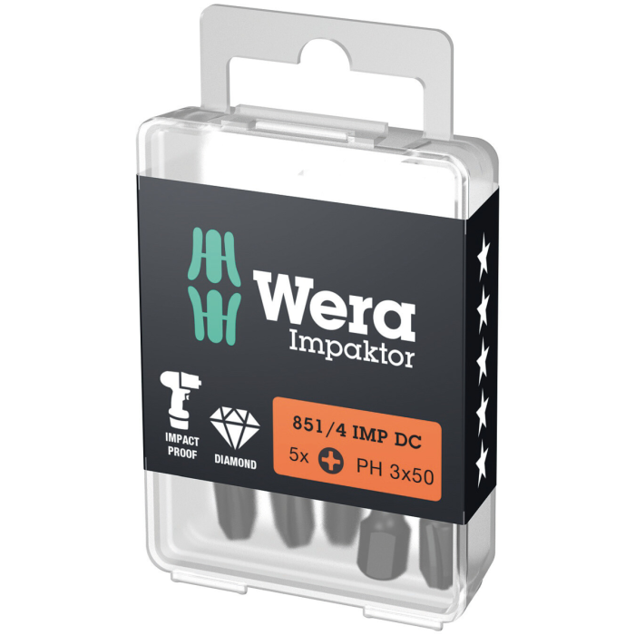 Wera Impaktor PH Bits – Overlegen Slitestyrke, 1 Boks, SWE-263