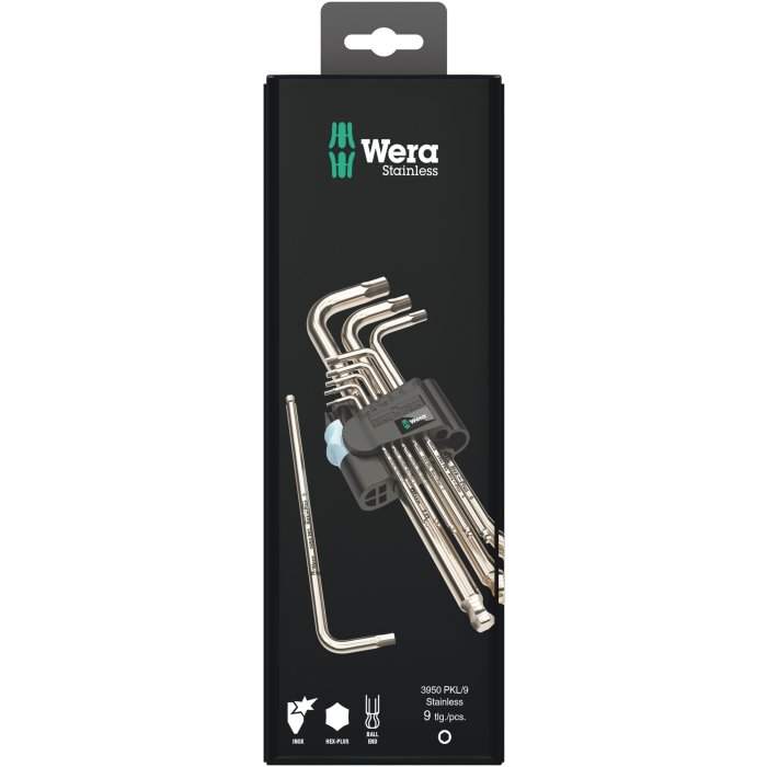 Wera Hex-Plus L-nøkkelsett – Rustfritt Stål, 1 Boks, SWE-123