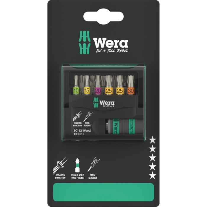 Wera Bit-Check 12 – Rask Bitbytte og Plassbesparende Oppbevaring, 1 Boks, SWE-495