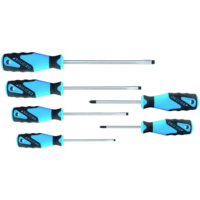 Gedore Blue Line, 2150-2160 PZ-06, 6-stk 3C-skrutrekkersett, IS 4-8 PZ 1-2, 1 sett, SGD-1482300