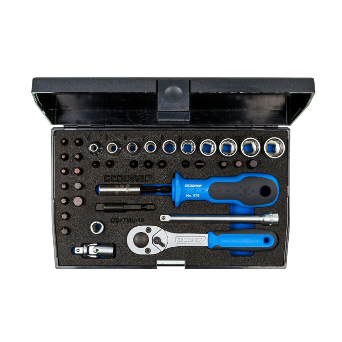 Gedore Blue Line, D 20 TMU-10, 40-stk stikkontaktsett 1/4 tommer, UD-IN-IS-PH-PZ-TX, 1 sett, SGD-1815660