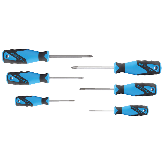 Gedore Blue Line, 2160 PHZ-06, 6-stk 3C-skrutrekkersett, PH+PZ 0-1-2, 1 sett, SGD-2003589