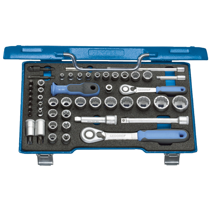 Gedore Blue Line, D 30 TX20 U-20, 50-stk stikkontaktsett 3/8 tommer + 1/4 tommer, 1 sett, SGD-2075695