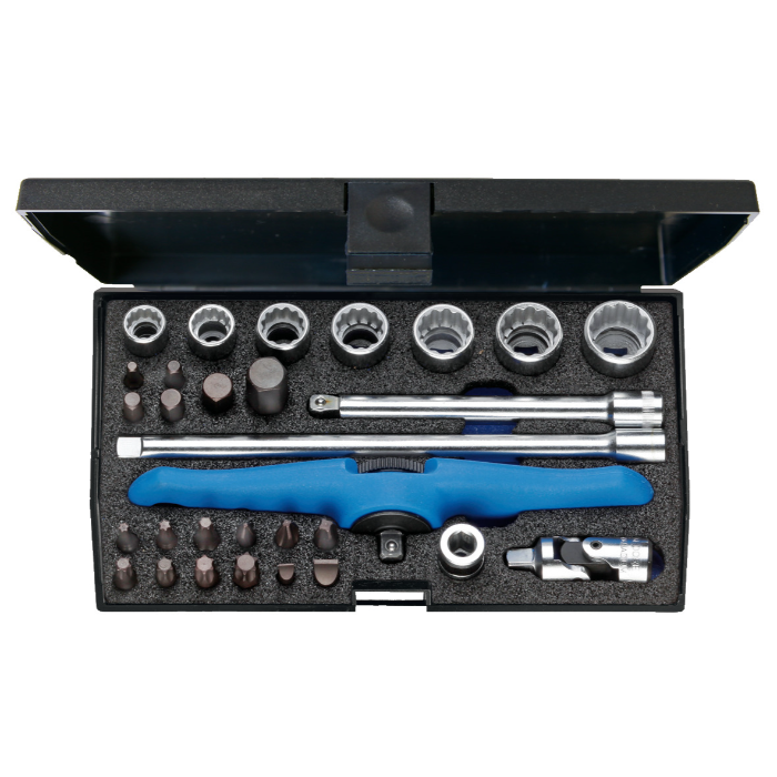 Gedore Blue Line, D 20 MOT, 30-stk grunnleggende verktøysett 1/4 tomme for motorsykler, 1 sett, SGD-2190281