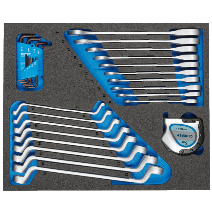 Gedore Blue Line, TS CT2-7R-2, nøkkelsett i 2/4 Ct verktøymodul, 1 sett, SGD-2957485