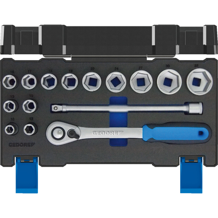 Gedore Blue Line, 19 DMU-20, 15-stk stikkontaktsett, 10-32 mm, 1 sett, SGD-3014347