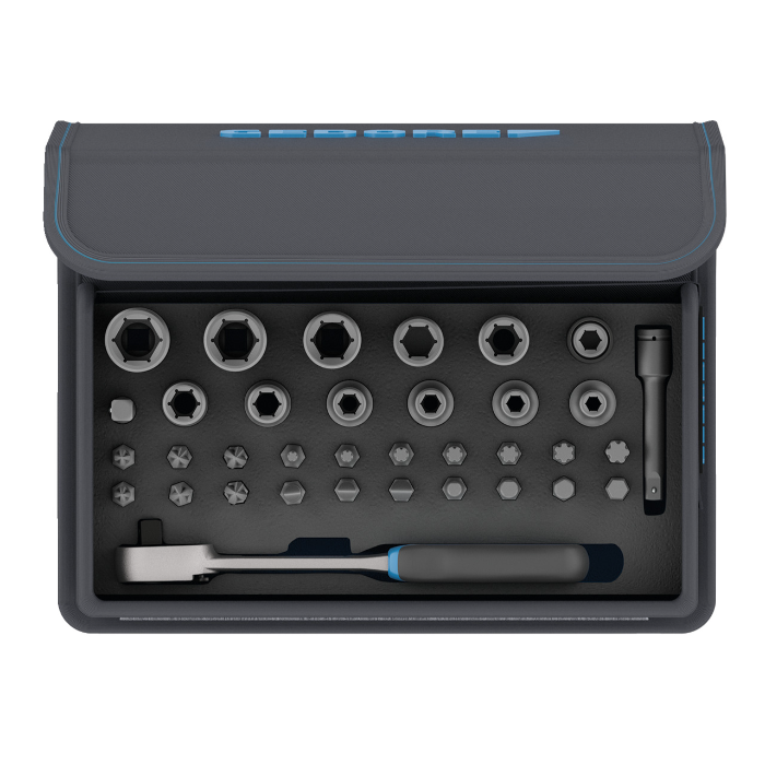 Gedore Blue Line, TC 666-MU-20, 35-stk bitboks med skralle, 1/4 tomme, 1 sett, SGD-3085015