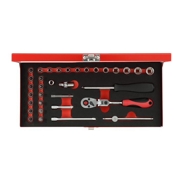 Gedore Red Line, R49044033, 33-stk stikkontaktsett, størrelse 4-13 mm, 1 sett, SGD-3300004