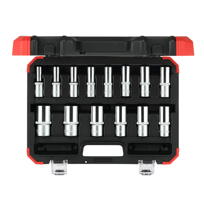 Gedore Red Line, R61003114, 14-stk sokkelsett 1/2 tommer sekskant, størrelse 10-32 mm, 1 sett, SGD-3300008