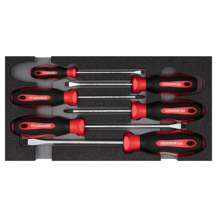 Gedore Red Line, R22150014, 6-stk skrutrekkersett PZ+SL 2/6 Ct-modul, 1 sett, SGD-3301713