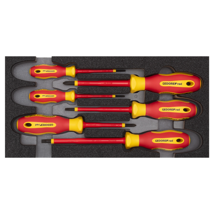 Gedore Red Line, R22150016, 6-stk VDE-skrutrekkersett 2/6 Ct-modul, 1 sett, SGD-3301715