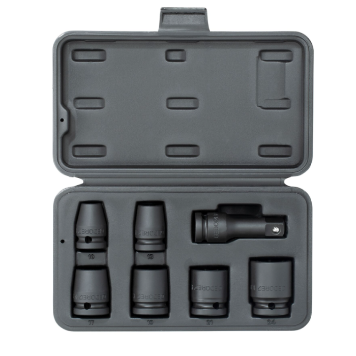 Gedore Blue Line, K 19-007, 5-stk bilstøtkontaktsett 1/2 tommer sekskant 10-24 mm, 1 sett, SGD-3437426