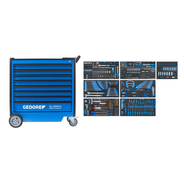 Gedore Blue Line Werkzeugwagen mit PKW-Sortiment, 1 Eske, SGD-3458946